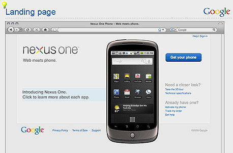 צילום מסך של אתר google.com/phone, כפי שדלף לאתר גיזמודו