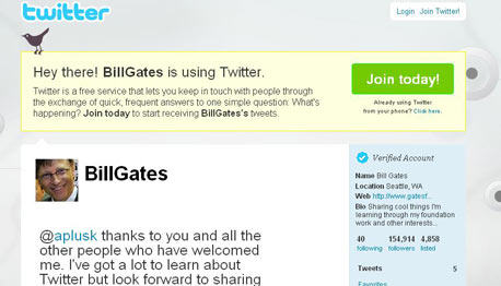 עמוד הטוויטר של ביל גייטס