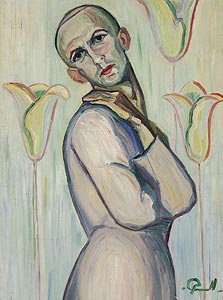 "דיוקן עצמי", משה מוקדי, 1923. מהראשונים שעסקו במגדר באמנות הישראלית