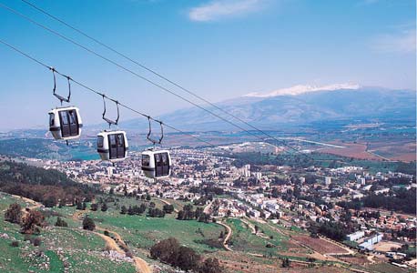 הרכבל בצוק מנרה. יש תחנה באמצע , צילום: איציק בירן