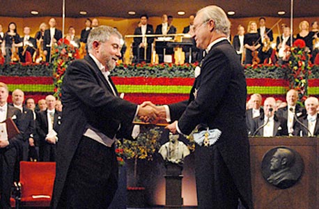 קרוגמן מקבל פרס נובל, צילום: Hans Mehlin,nobel media