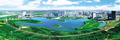 הדמיה של העיר האקולוגית טיה לינג. אגם שמטהר שפכים