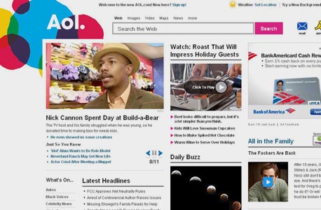 עמוד הבית החדש של AOL. מתיחת פנים, צילום מסך: AOL.com