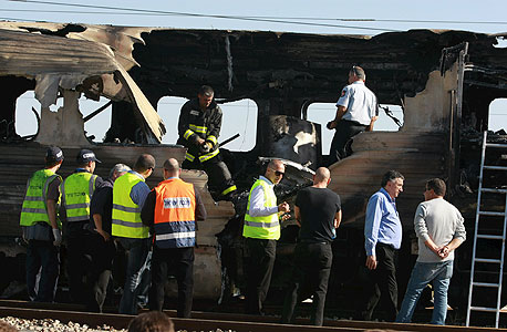 השריפה הגדולה ברכבת ישראל לפני שלוש שנים, צילום: שאול גולן