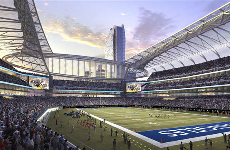 הדמיית האצטדיון החדש של AEG בלוס אנג'לס. מג'יק ו-AEG יעבדו יחדיו להביא קבוצת NFL לשוק התקשורת הגדול בארה"ב