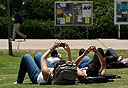 סטודנטים על הדשא באוניברסיטת תל אביב, צילום: עמית שעל
