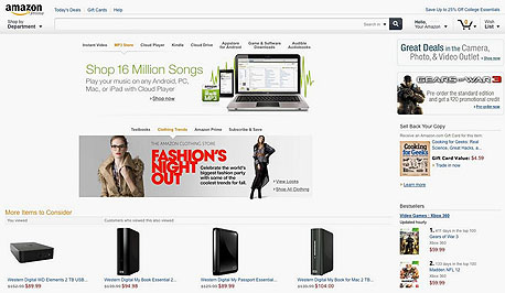 העיצוב החדש של amazon.com, צילום מסך: TechCrunch