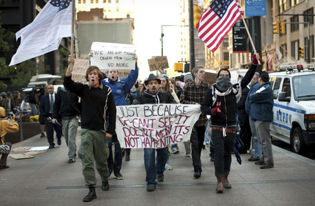 המחאה בוול סטריט, צילום: בלומברג