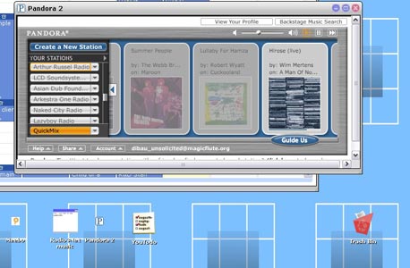 גרסה מוקדמת של תוכנת פנדורה לרדיו אינטרנט על גבי המחשב, צילום: דיבאו נאום cc-by-sa