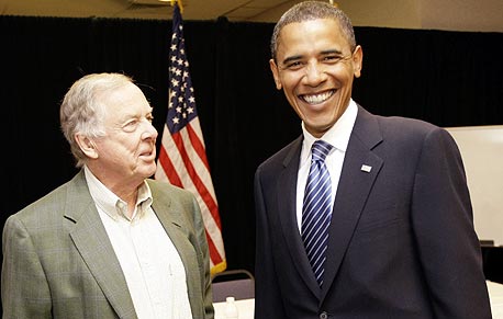 ברק אובמה ו טי בון פיקנס, צילום: איי פי