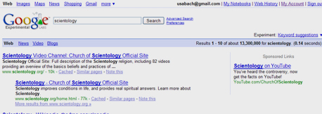 גוגל מנעה פרסומות באתרים אנטי-סיינטולוגיים