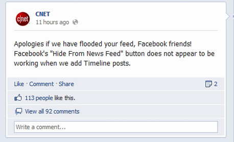 Cnet מתנצלת בפני גולשי פייסבוק