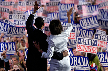ברק ומישל אובמה בקמייפן הבחירות, צילום: איי פי 