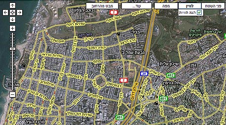 מפת תל אביב על פי גוגל, צילום מסך: maps.google.com