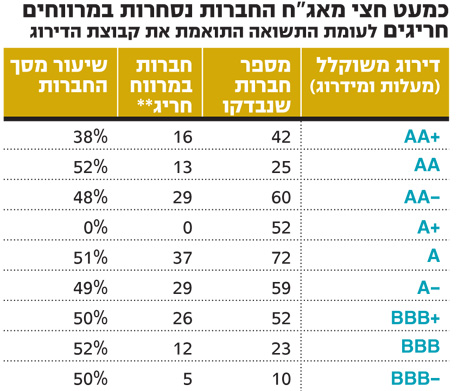 פערים בין הערכות הסיכון שמוצגות על ידי חברות הדירוג לתמחור של השוק*