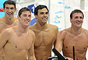 לוכטה ופלפס עם חבריהם לנבחרת השחייה האמריקאית. כוכבי טלוויזיה, צילום: אם סי טי 
