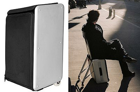 מזוודה המשמשת כמערכת שמע וכיסא של Travelteq