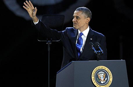ברק אובמה בנאום הניצחון, צילום: רויטרס