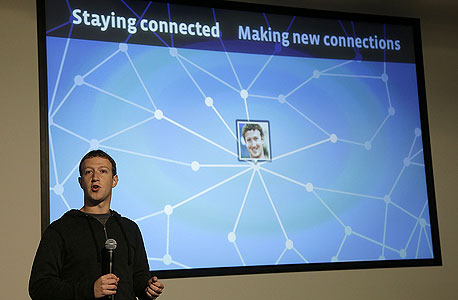 חיפוש חברתי מבוסס מיקום. מנכ"ל פייסבוק מארק צוקרברג באירוע החשיפה, צילום: איי פי 