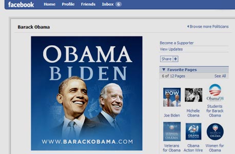 עמוד פייסבוק ברק אובמה ג'ו ביידון בחירות ל נשיאות ארה"ב, צילום מסך: facebook.com