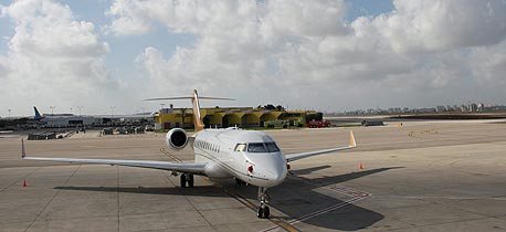 A private jet on the tarmac of Ben Gurion International Airport. Photo: Amit Shaal