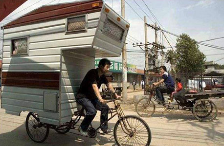 גם זה פתרון למצוקת הדיור: אופני קרוואן
