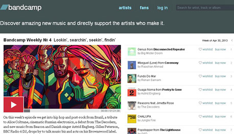 Bandcamp. עמוד בית חדש ותוספת של פיצ'רים 