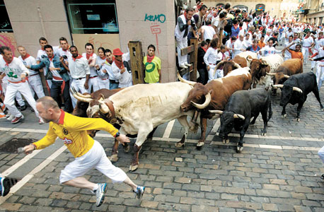 שוורים בפמפלונה, ספרד, 15-6 ביולי שוורים בפמפלונה, ספרד, 15-6 ביולי