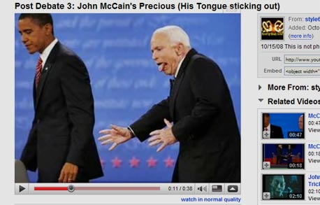 סרטון יוטיוב ג'ון מקיין לשון בחירות ארה"ב ברק אובמה, צילום מסך: youtube.com