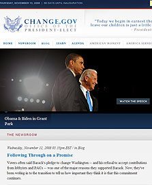 שומר על קשר עם הציבור, מתכוון להפוך אותו למכשיר מדיניות: אובמה, צילום מסך: change.gov