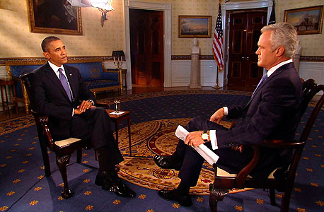 הנשיא אובמה בראיון לרשתות הטלוויזיה בארה"ב בנושא התקיפה בסוריה, צילום: רויטרס