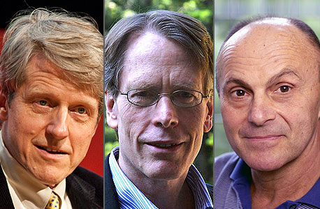 חתני פרס נובל לכלכלה: יוג'ין פאמה (מימין), לארס פיטר הנסן ורוברט שילר