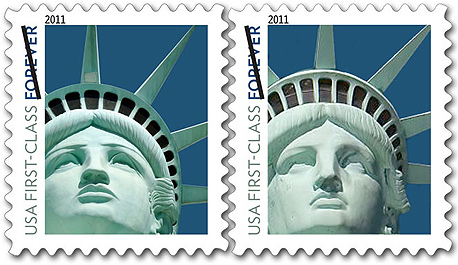 מבוכה לדואר האמריקאי: השתמש לבול בהעתק של פסל החירות 