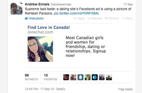 פייסבוק: "דוגמה מצערת למפרסם שמצא תמונה באינטרנט והשתמש בה לטובת הקמפיין שלו"