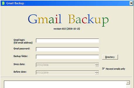 לשמור את כל המיילים על הדיסק הקשיח, צילום מסך: Gmail Backup