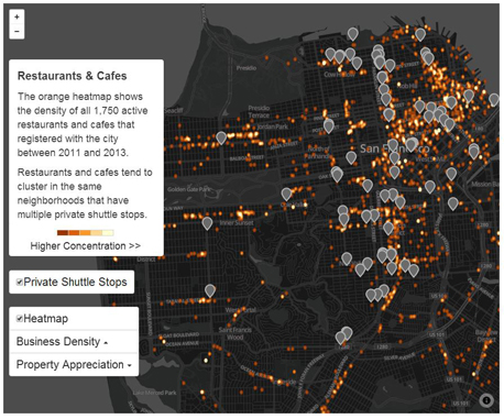 מפת סאן פרנסיסקו ג'נטרפיקציה פערים חברתיים אוטובוסים פרטיים גוגל 