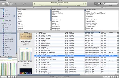 החלון של iTunes מחולק לשני חלקים עיקריים, צילום מסך: iTunes
