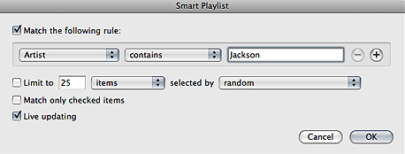 כלל ראשון - אמנים ששמם מכיל את המילה Jackson, צילום מסך: iTunes