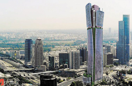 הדמיית המגדל בין הרחובות בגין וז'בוטינסקי ברמת גן