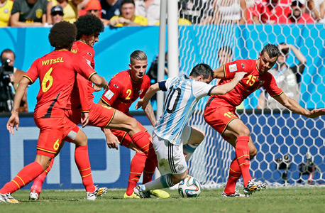 ליאו מסי נגד נבחרת בלגיה מונדיאל 2014, צילום: אי פי איי