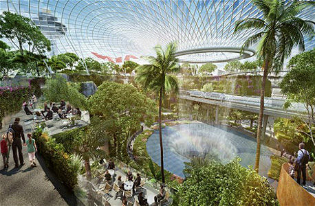 ה ארכיטקט ה ישראלי משה ספדיה חממת צמחים ב נמל התעופה של סינגפור, צילום: msafdie.com