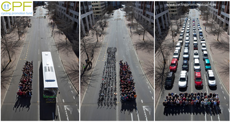 הקמפיין האוסטרלי: איך מכניסים 72 נוסעים למכוניות, לאוטובוס ולאופניים