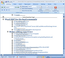 תמונה: תצוגת Outline ב-Word 2007, צילום מסך: Word