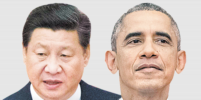 מימין:  נשיא ארה"ב ברק אובמה ונשיא סין שי ג
