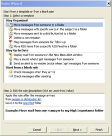 אשף יצירת כללים חדשים באאוטלוק 2007, צילום מסך: Outlook