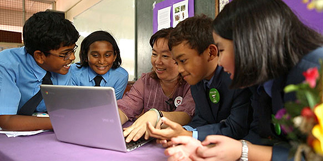 מחשב כרומבוק בבית ספר אמריקאי