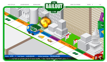 קריסת גופי השקעות - גרסת משחק הפלאש, צילום מסך: thebailoutgame.us