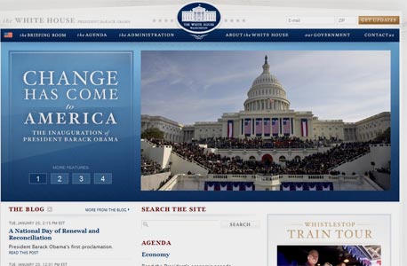 אתר הבית הלבן החדש, צילום מסך: http://www.whitehouse.gov/