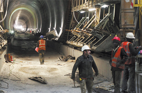 בניית המנהרה של רכבת בקו תל אביב-ירושלים