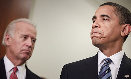 ברק אובמה נשיא ארה"ב סגן הנשיא ג'ו ביידן, צילום: בלומברג